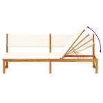 vidaXL Chaise longue 3-en-1 avec coussins crème en bois massif d'acacia