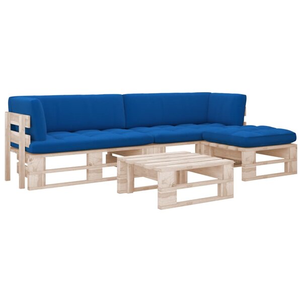 vidaXL Salon de jardin palette 4Pièces avec coussins Bois de pin imprégné