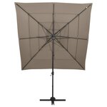 vidaXL Parasol de jardin à 4 niveaux avec mât en aluminium taupe