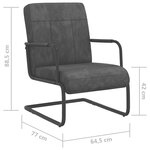 vidaXL Chaise cantilever Gris foncé Velours
