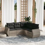 vidaXL Salon de jardin 5 Pièces avec coussins gris clair résine tressée