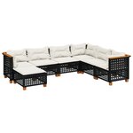 vidaXL Salon de jardin 7 Pièces avec coussins noir résine tressée