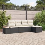 vidaXL Ensemble de Canapés de Jardin 5 pièces avec Coussins Noir Poly Rotin
