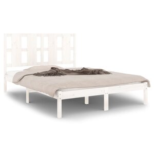 vidaXL Cadre de lit Blanc Bois de pin massif 140x200 cm