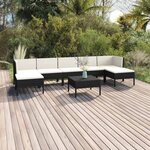vidaXL Salon de jardin 8 Pièces avec coussins résine tressée noir