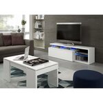 Meuble TV réversible BLUE-TECH - Mélaminé blanc laqué - 150 x 41 x 43 cm