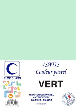 Pqt de 102 Chemises 210 g 240 x 320 mm ISATIS Coloris Pastel Vert ELVE