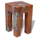 vidaXL Tabouret Bois de teck massif et résine