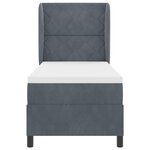 Lit avec sommier à ressorts et matelas vidaXL Gris foncé 80x200 cm en Velours
