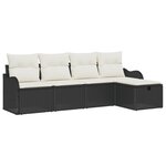 vidaXL Ensemble Canapé Jardin 5 Pièces avec Coussins Noir Rattan Poly