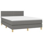 vidaXL Sommier à lattes de lit et matelas et LED Gris foncé 140x200 cm