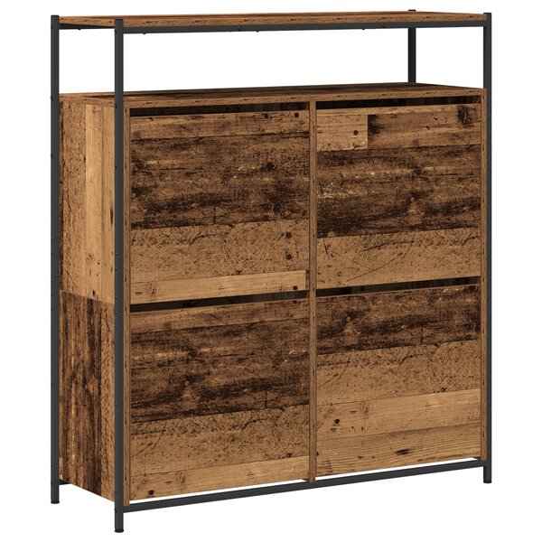 vidaXL Cabinet à chaussures avec 4 tiroirs à rabat en bois ancien 100x34x112 cm