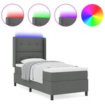 Lit coffre vidaXL avec matelas et LED gris foncé 90x190 cm en tissu