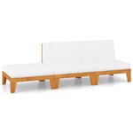 vidaXL Salon de jardin 3 Pièces avec coussins Bois d'acacia solide