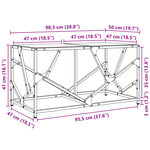 vidaXL Table basse avec dessus en verre transparent 98 5x50x41cm acier