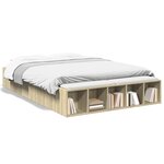 vidaXL Cadre de lit chêne sonoma 135x190 cm bois d'ingénierie