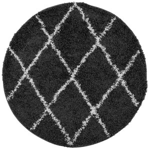 vidaXL Tapis shaggy à poils longs moderne noir et crème Ø 160 cm