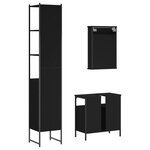 vidaXL Ensemble de meubles salle de bain 3 Pièces noir bois d'ingénierie