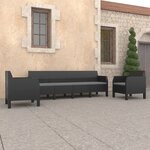 vidaXL Salon de jardin 3 Pièces avec coussins PP Rotin Anthracite