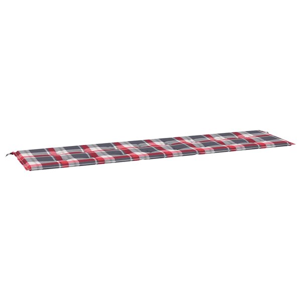 vidaXL Coussin de banc de jardin motif à carreaux rouges 200x50x4 cm