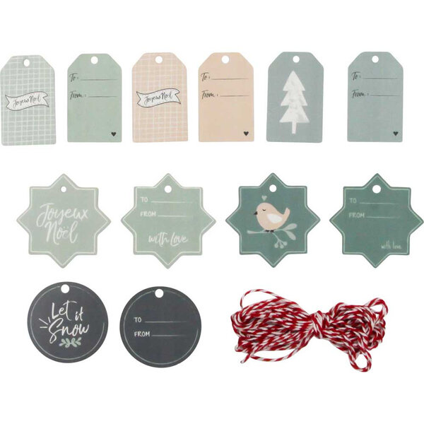 Etiquette Cadeau de Noël 4 à 7cm 12 pièces