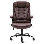 Chaise fauteuil siège de bureau informatique étude foncé similicuir daim brun 02_0024030