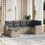 vidaXL Salon de jardin 6 Pièces avec coussins gris clair résine tressée