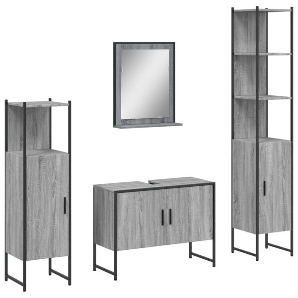 vidaXL Ensemble d'armoires de salle de bain 4 Pièces sonoma gris