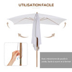 Parasol droit rectangulaire de jardin grande taille dim. 3L x 2l x 2 5H m blanc