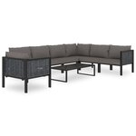 Salon de jardin meuble d'extérieur ensemble de mobilier 8 pièces avec coussins résine tressée anthracite 02_0017669