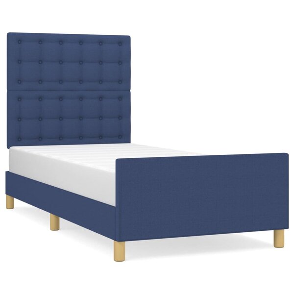 vidaXL Cadre de lit sans matelas avec tête de lit bleu 80x200 cm tissu
