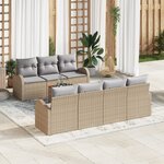 vidaXL Ensemble de canapés de jardin en 8 pièces avec coussins beige en poly rotin