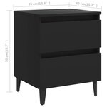vidaXL Tables de chevet 2 Pièces noir 40x35x50 cm bois d'ingénierie