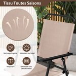 3Pièces salon de jardin 2 chaises de jardin pliantes table basse ronde en verre trempé bistro terrasse piscine beige 20_0007590
