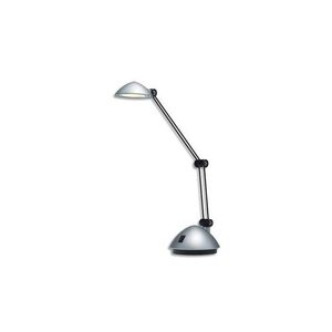 Lampe à led Space agenté satiné métal et ABS - Bras 17 et 26 cm, Tête D9,5 cm Socle D13 cm HANSA