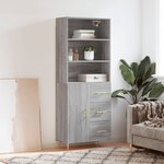 vidaXL Buffet haut Sonoma gris 69 5x34x180 cm Bois d'ingénierie