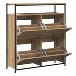 vidaXL Cabinet à chaussures avec 4 tiroirs rabattables Chêne artisanal 100x34x112 cm