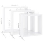 vidaXL Étagères murales sous forme de cube 3 Pièces Blanc MDF