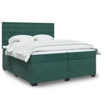 vidaXL Sommier à lattes de lit et matelas Vert foncé 200x200cm Velours