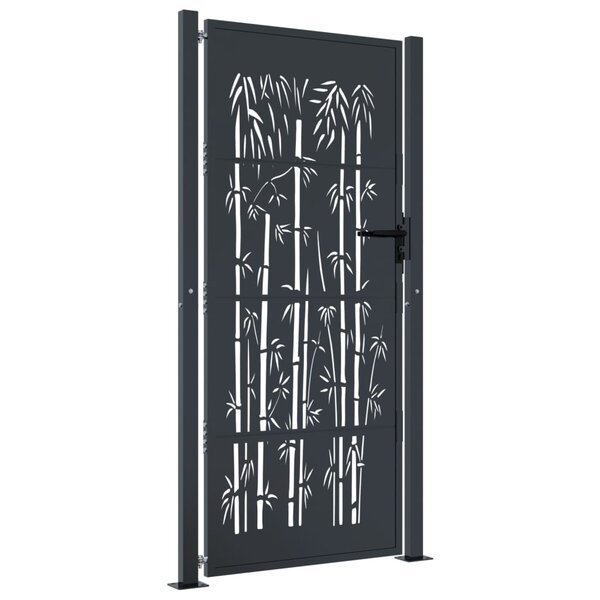vidaXL Portail de jardin anthracite 105x205 cm acier design de bambou