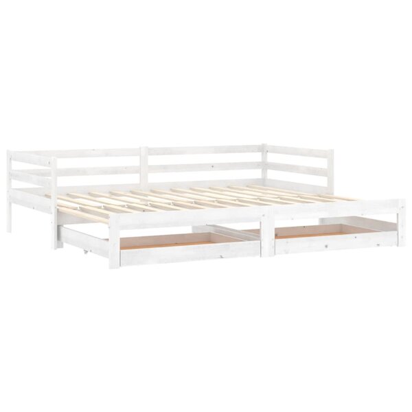 vidaXL Lit coulissant 2x(90x200) cm Blanc Bois de pin massif