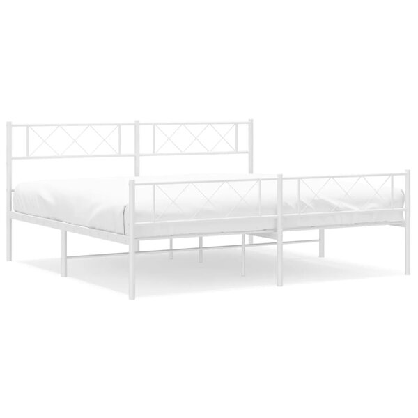 vidaXL Cadre de lit métal avec tête de lit/pied de lit blanc 200x200cm