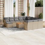 vidaXL Salon de jardin et coussins 13 Pièces mélange beige résine tressée