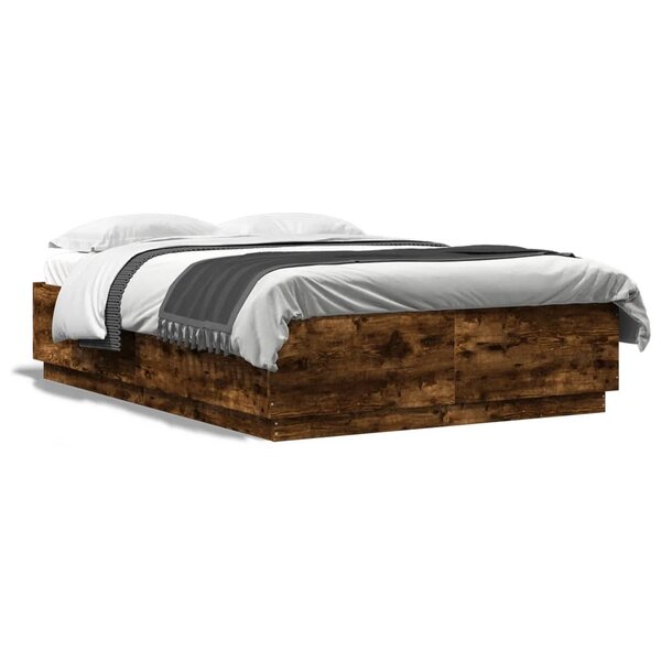 vidaXL Cadre de lit sans matelas chêne fumé 150x200 cm