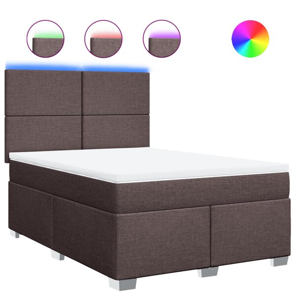 vidaXL Sommier à lattes de lit avec matelas Marron foncé 140x190 cm