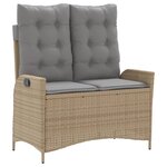 vidaXL Banc inclinable de jardin avec coussins beige résine tressée