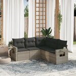 vidaXL Salon de jardin 5 Pièces avec coussins gris clair résine tressée