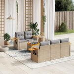 vidaXL Salon de jardin avec coussins 6 Pièces beige résine tressée