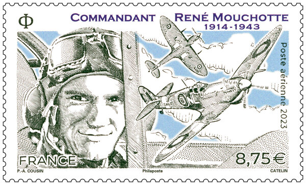 Timbre - Commandant René Mouchotte (1914-1943) - Lettre Internationale