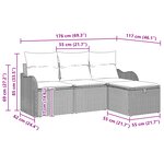 vidaXL Ensemble de canapé de jardin 4 pièces avec coussins Rotin Poly Noir